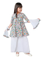 Nino Bambino 100% Cotton Printed Angrakha Kurti With Plazo For Kids Girls.