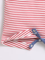 Nino Bambino 100% Organic Horizontal Strip Cat Print Lap Shoulder Half Romper For Unisex Baby