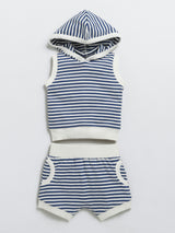 Blue Hooded Neck Top and Bottom Set For Boy |Clothing Set | Summer Wear Co-Ord Set