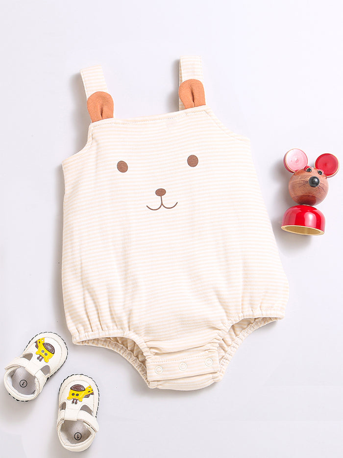 Nino Bambino 100% Organic Cotton Sleeveless Bear Bodysuit For Unisex Baby.