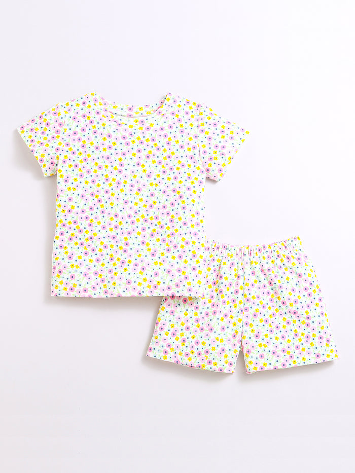 Nino Bambino 100% Organic Cotton Floral Print Cord Sets For Kids Girl.