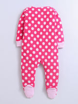 Anti-Pill Polyster Recycled Polar Fleece Polka Dot Print Full length Footed Zipper Romper For Unisex Baby