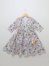Nino Bambino 100% Organic Cotton Printed Angrakha Kurti With Plazo For Kids Girls.