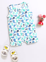 Nino bambino 100% Organic Cotton Whale Print Half Romper For Unisex Baby
