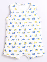 Nino Bambino 100% Organic Cotton Elephant Print Half Romper For Unisex Baby