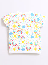 Nino Bambino 100% Organic Cotton Rainbow Print Open Vest With Bloomer For Unisex Baby