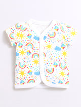 Nino Bambino 100% Organic Cotton Rainbow Print Open Vest With Bloomer For Unisex Baby