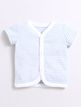 Nino Bambino 100% Organic Cotton Horizontal Strip Open Vest With Bloomer For Unisex Baby