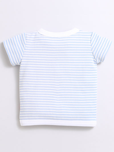 Nino Bambino 100% Organic Cotton Horizontal Strip Open Vest With Bloomer For Unisex Baby