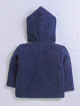 Polar-Fleece Navy Blue Hoodie Sweatshirt For Unisex Baby