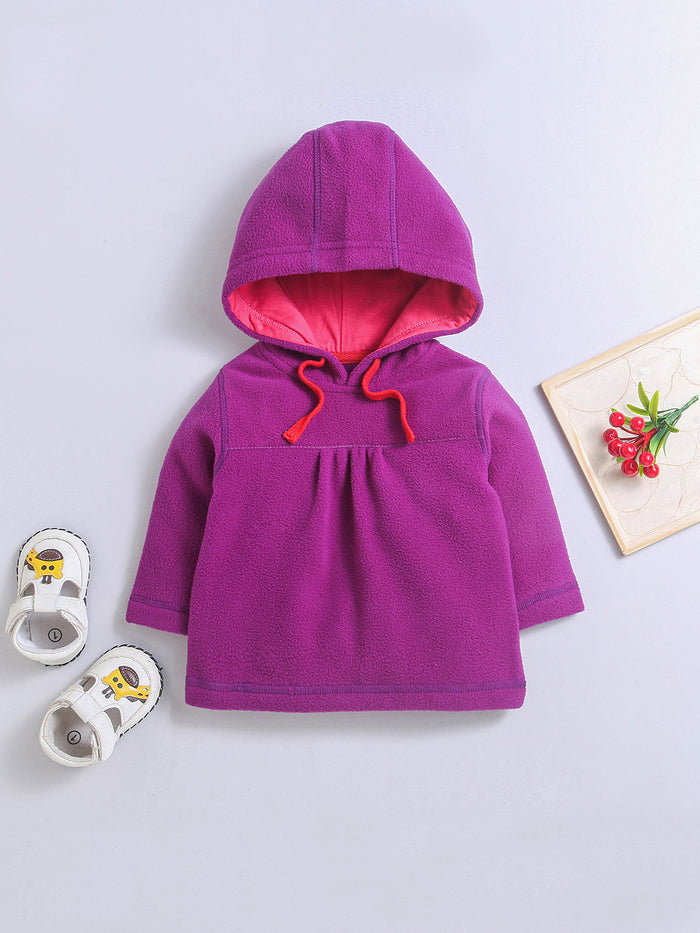Anti-Pill Polyester Recycled Polar Fleece Long Sleeve Purple Hoodies Sweatshirts For Unisex Baby