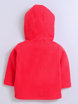 Polar-Fleece Red Hoodie Sweatshirt For Unisex Baby