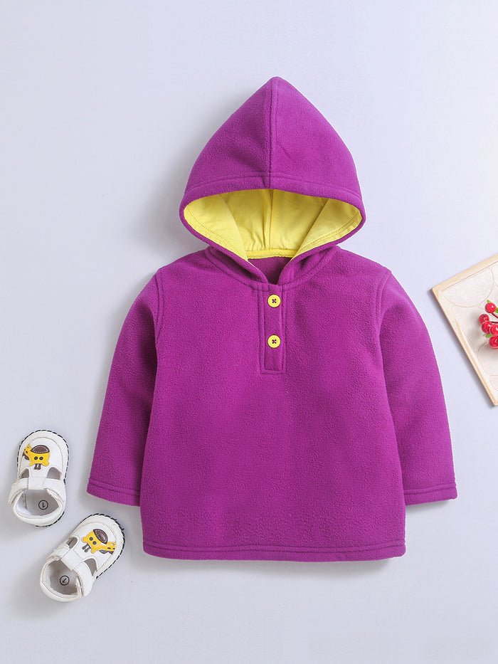 Polar-Fleece Purple Hoodie Sweatshirt For Unisex Baby