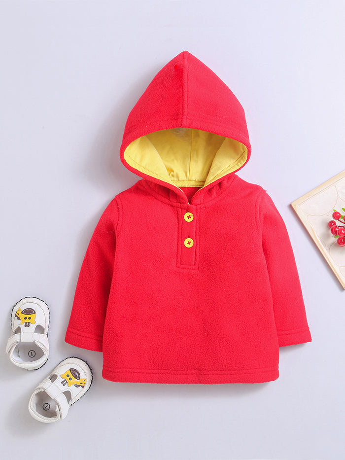 Polar-Fleece Red Hoddie Sweatshirt For Unisex Baby