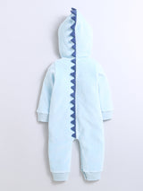 Round Neck Long Sleeve Hooded Romper For Unisex Baby