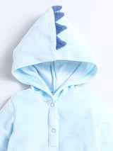 Round Neck Long Sleeve Hooded Romper For Unisex Baby
