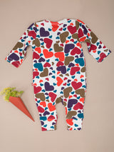 Nino Bambino 100% Organic Cotton Long Sleeve Heart Print Zipper Romper For Baby Girls