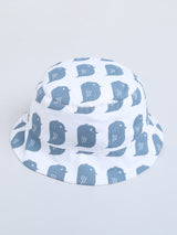 Blue Owl Print HalfSleeve Romper With Hat For Baby Boy.