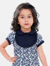Flowers Print Mini Apron Dresses For Baby Girls