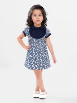 Flowers Print Mini Apron Dresses For Baby Girls