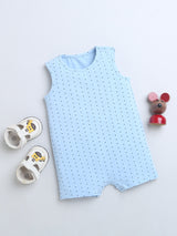 Round Neck Polka Dot Print Sleevless Half Romper For Baby Boys