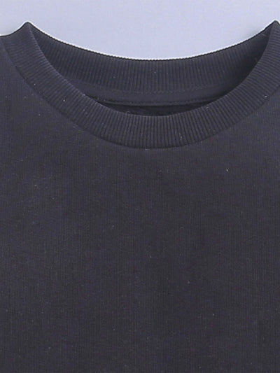 Black Color Round Neck Long Sleeve Sweatshirt For Unisex Kids (Boy & Girls)