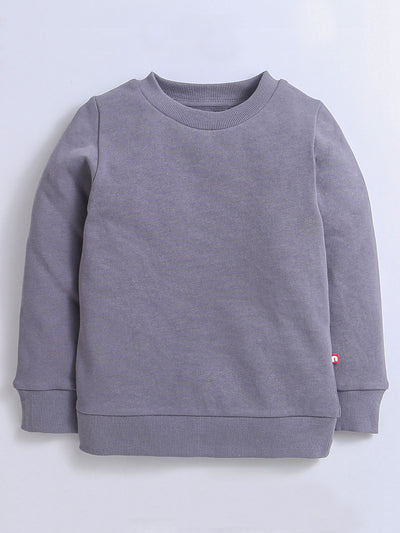 Grey Color Round Neck Long Sleeve Sweatshirt For Unisex Kids (Boy & Girls)