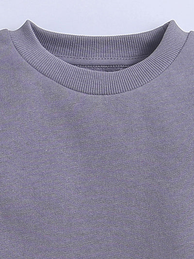 Grey Color Round Neck Long Sleeve Sweatshirt For Unisex Kids (Boy & Girls)