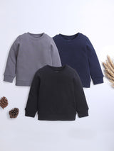 Sweatshirts For Boy| Combo Pack| Pack of 3 (Black, Navy, Dark Grey)