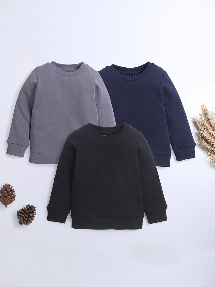 Sweatshirts For Boy| Combo Pack| Pack of 3 (Black, Navy, Dark Grey)