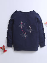 Long Sleeve Navy Blue Sweatshirt For Girls