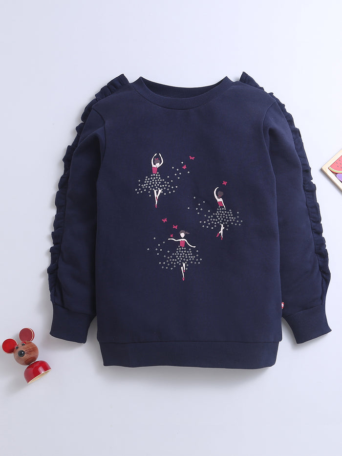 Long Sleeve Navy Blue Sweatshirt For Girls