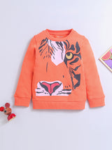 Round Neck Full Sleeve Orange Color Sweatshirt For Boy