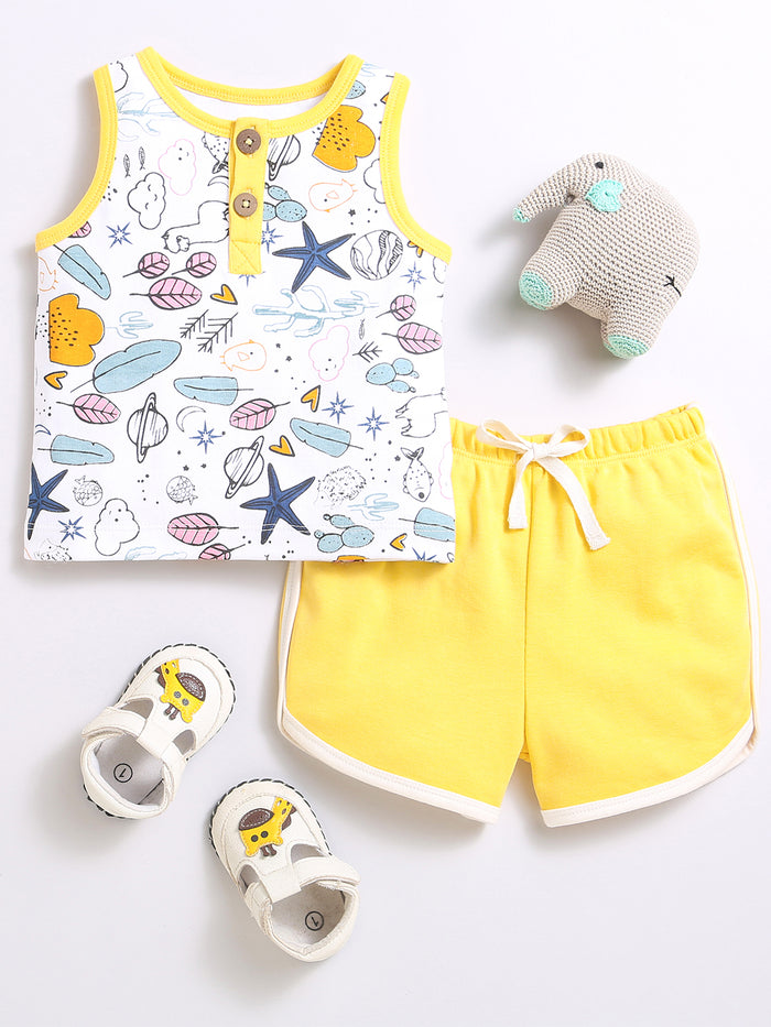 Nino Bambino 100% Organic Cotton Sleevless Top & Shorts Set For Unisex Kids.