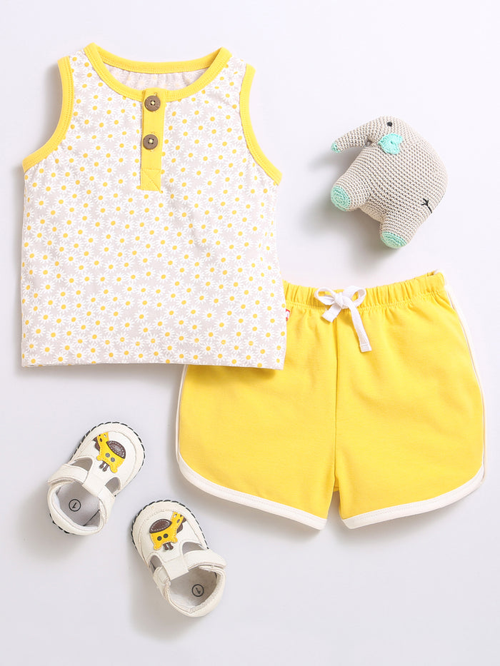 Nino Bambino 100% Organic Cotton Printed Top With Matching Shorts/Top & Bottom Sets For Girls