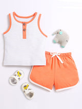Nino Bambino 100% Organic Cotton Horizontal Strip Top With Matching Shorts/Top & Bottom Sets For Baby Boy.