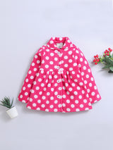 Anti-Pill Polyester Recycled Polar Fleece Long Sleeve Pink Color Winter Waist Coat For Baby Girls