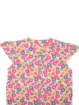 Nino Bambino 100% Organic Cotton Cap Sleeves Floral Print Tops For Baby Girls