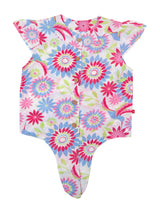 Nino Bambino 100% Organic Cotton Cap Sleeves Floral Print Tops For Baby Girls