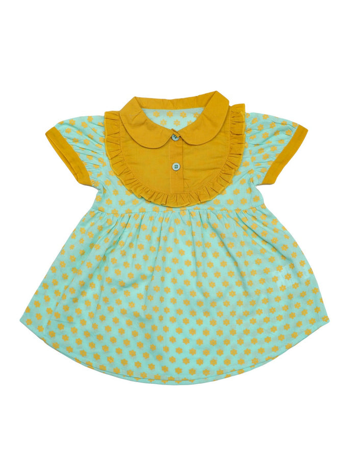 Nino Bambino 100% Organic Cotton Floral Print Mini/Short Apron Dress For Baby Girls