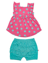 Nino Bambino 100% Organic Cotton Dress & Shorts Set Top & Bottom Set For Baby Girls