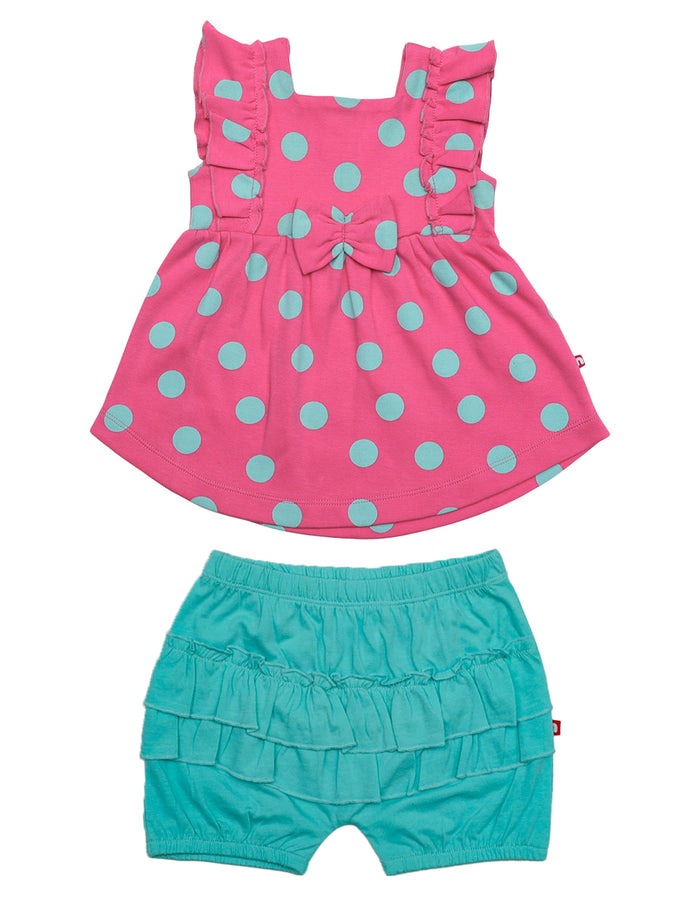 Nino Bambino 100% Organic Cotton Dress & Shorts Set Top & Bottom Set For Baby Girls