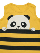 Nino Bambino 100% Organic Cotton Sleeveless Panda Print Yellow Half Romper For Baby Boy.