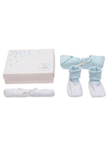 Nino Bambino 100% Organic Cotton White & Blue Print Essentials Gift Sets Pack of 3 For Newborn Baby Boy