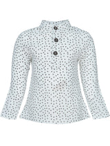 Nino Bambino 100% Organic Cotton Round Neck Full Sleeves Black Star Print White Tunic Tops for Baby Girls