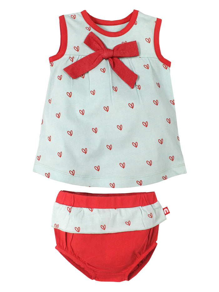 Nino Bambino 100% Organic Cotton Aqua Color Dress With Bloomer