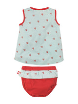 Nino Bambino 100% Organic Cotton Aqua Color Dress With Bloomer