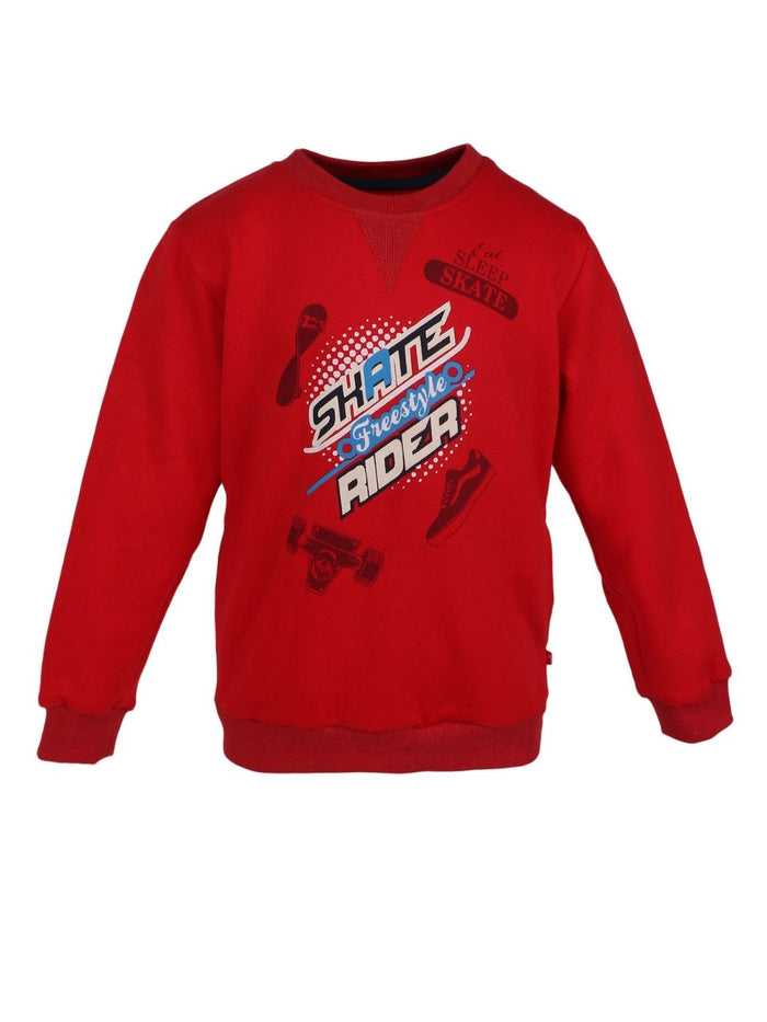 Nino Bambino 100% Organic Cotton Round Neck Full Sleeve Red Sweatshirt For Unisex Kids