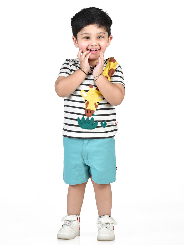 Nino Bambino 100% Organic Cotton Round Neck Half T-Shirts & Shorts For Unisex Baby