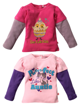 Nino Bambino 100% Organic Cotton Round Neck Full Sleeve T-Shirt Pack of 2 For Baby Girls